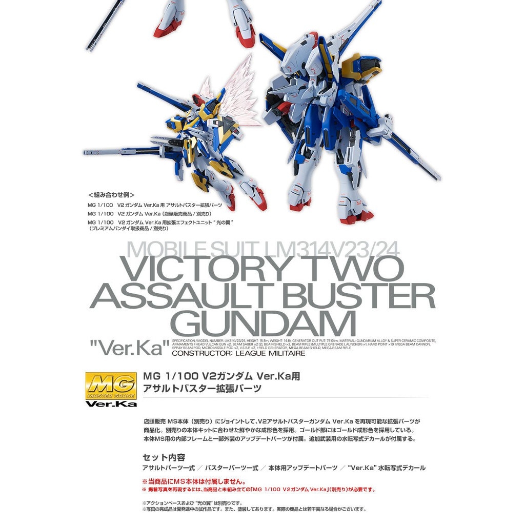 Phụ kiện MG 1/100 Assault Buster Expansion Parts for Victory V2 Gundam Ver. Ka - pack AB bandai