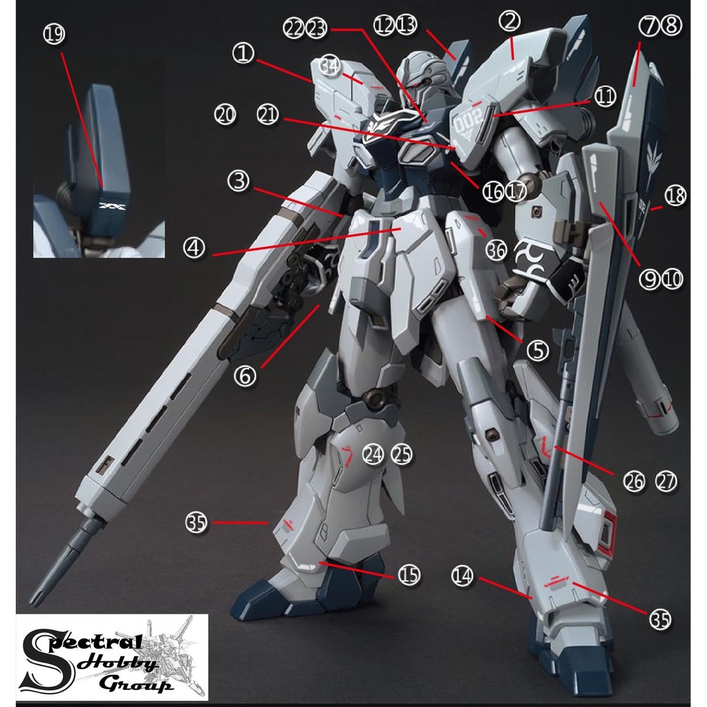 Decal nước dán mô hình  HG Narrative Stein NT Gustav Karl UC Water Sticker