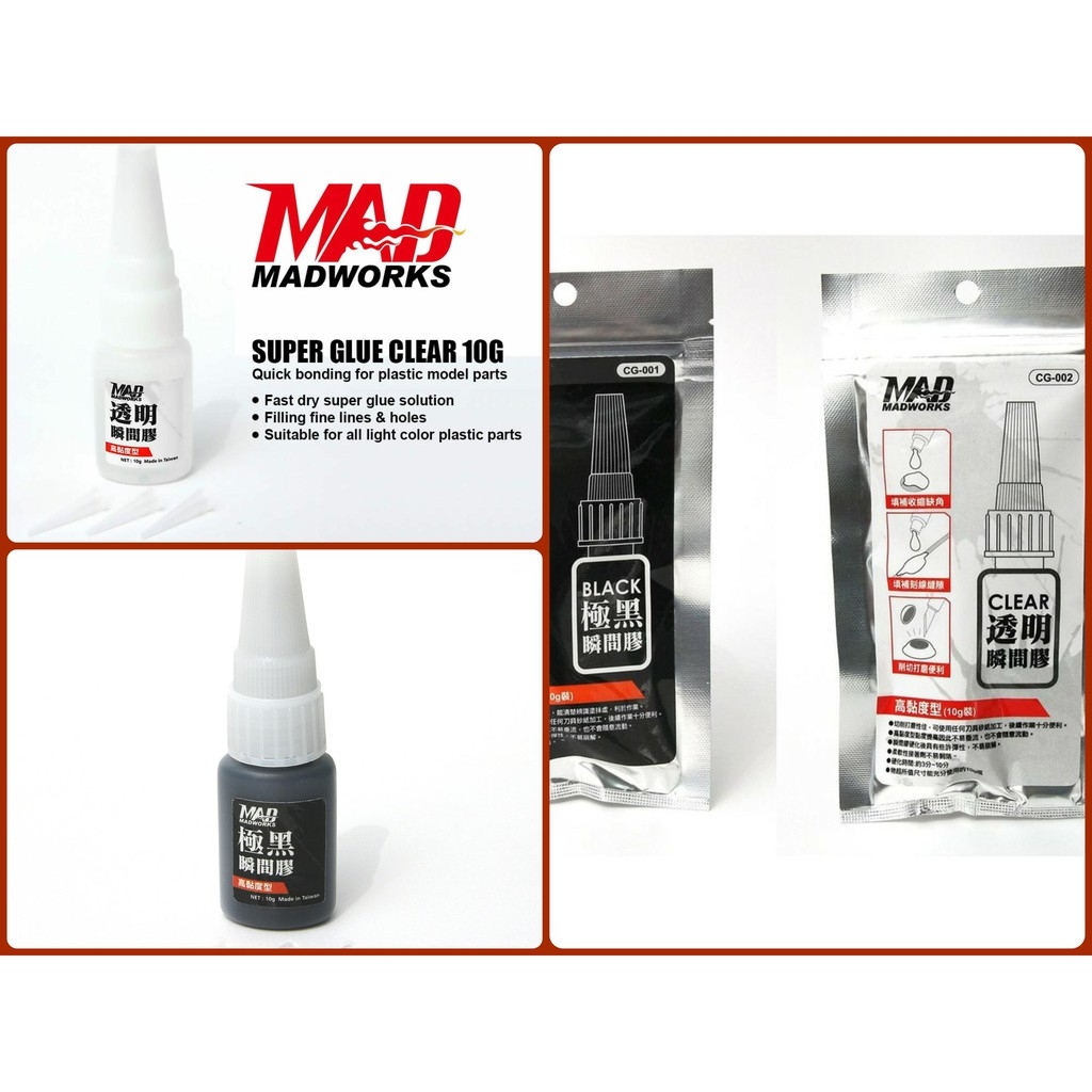 Dụng cụ keo dán mô hình Madwork SUPER GLUE CLEAR / Black (QUICK DRY) putty make seamless