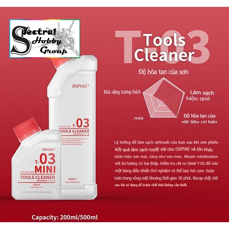 Dung dịch DSPIAE tẩy rửa / tẩy sơn T03 T04 T07 Tool Cleaner Pen wash Remover paint
