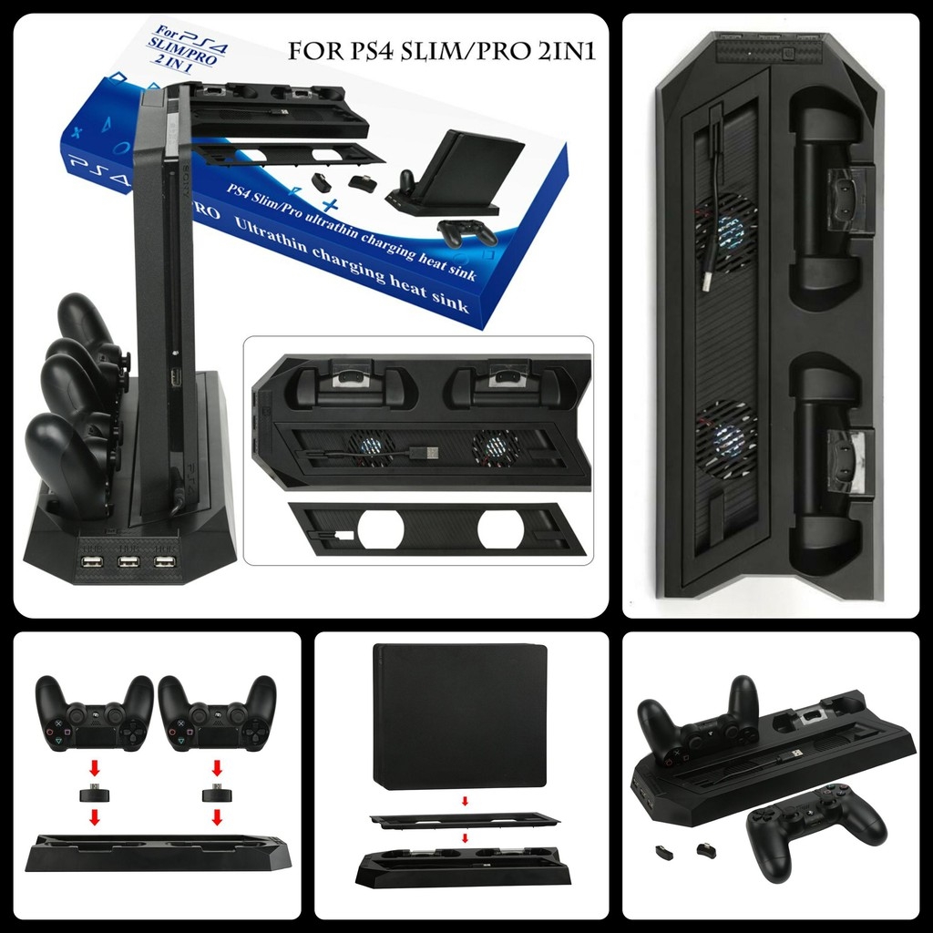 Đế chân đứng mấy chơi game PS4 Pro / Slim Ultrathin Charging Heat Sink stand Cooling Fan Dobe