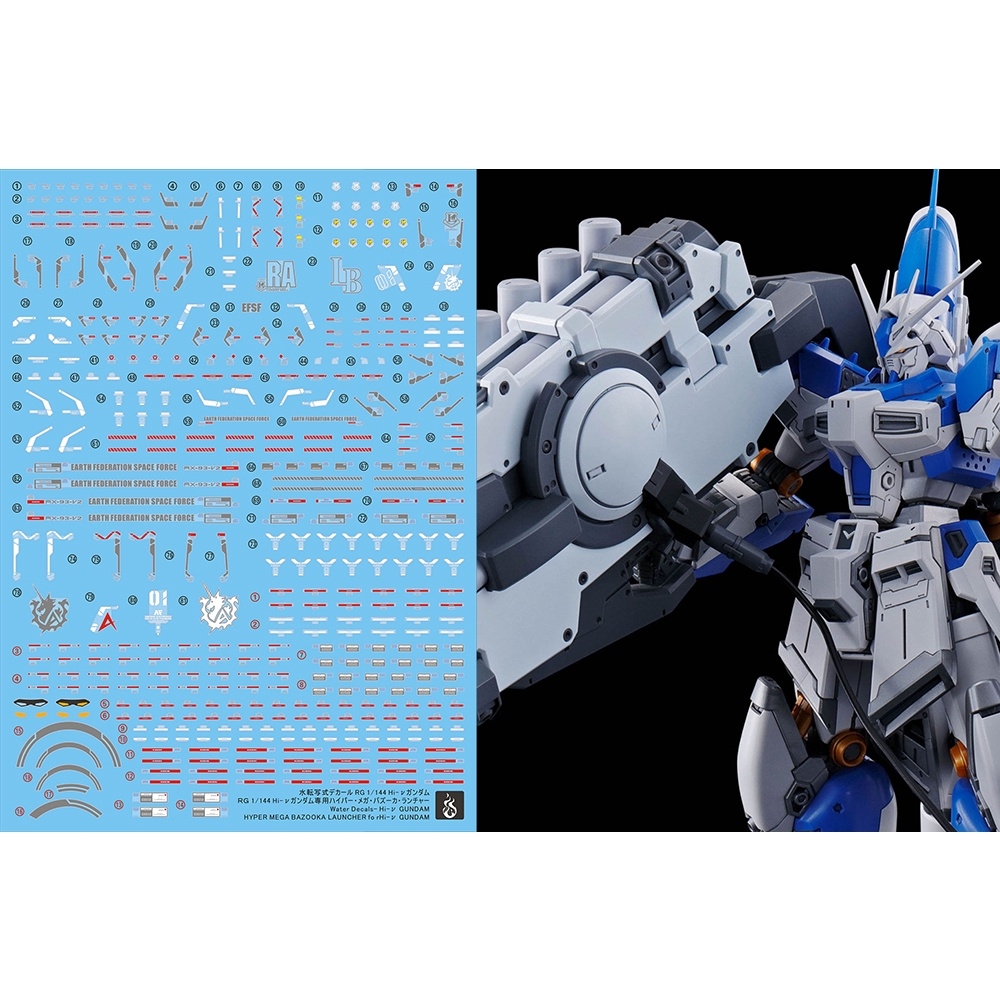 Decal nước dán mô hình RG Hi-nu HiNu gundam RX93-v2 | Hyper Mega Bazooka Launcher | HWS Water sticker