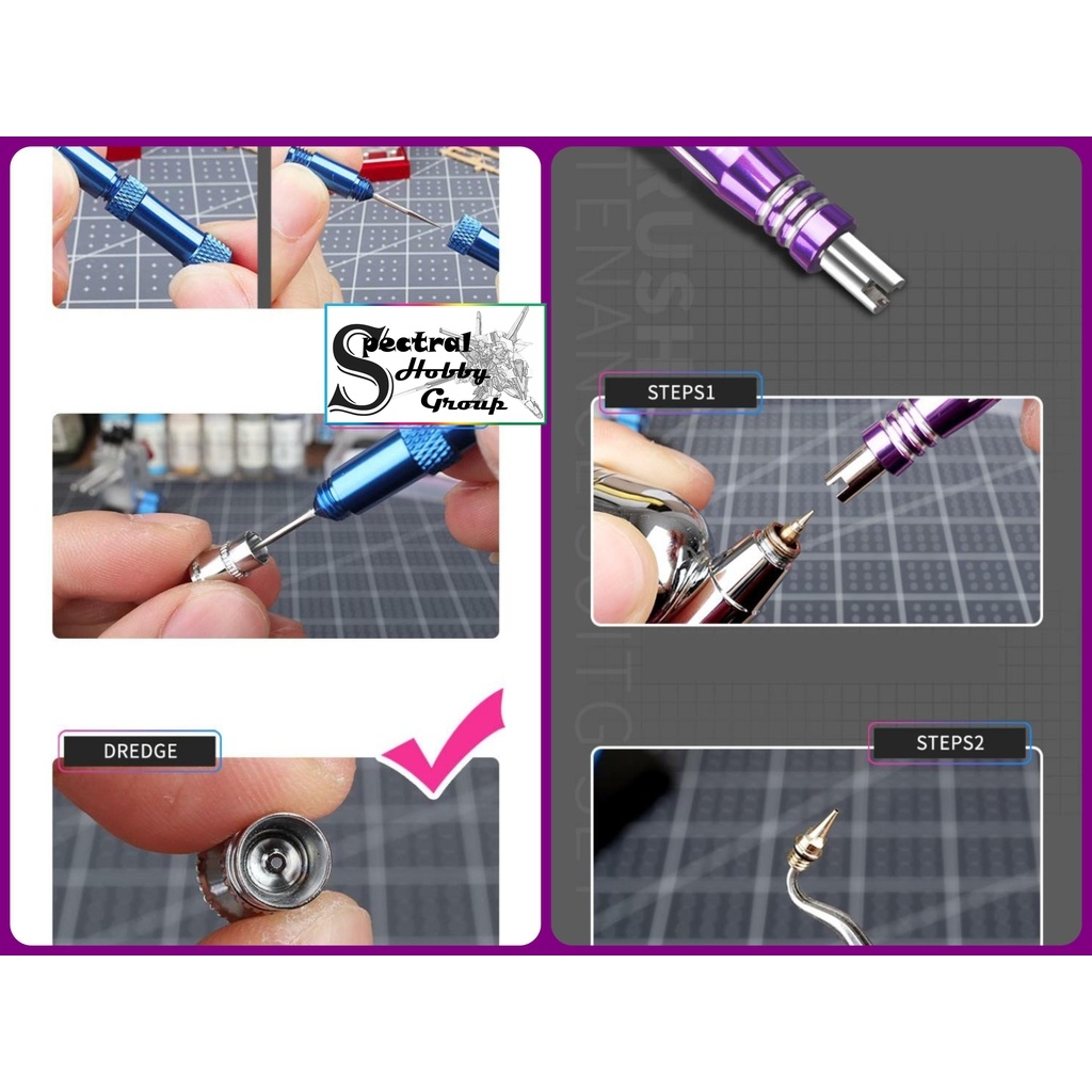 Bộ dụng cụ vệ sinh bảo dưỡng sửa chữa bút sơn airbrush cao cấp ustar Cleaning Deep Care UA-90094