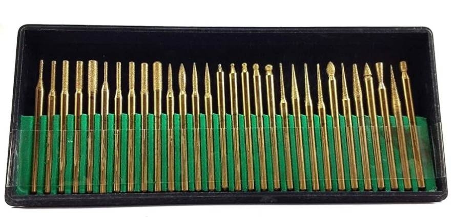 Bộ mũi mài 30pcs Diamond Set Shank 2.35mm Rotary Tool Hand Drill Abrasive Grinding Head