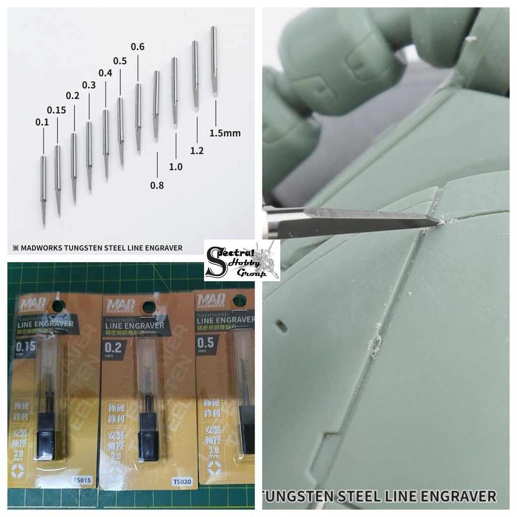 Dụng cụ MADWORK CHISEL tạo lằn kẻ line cho mô hình thép vonfram Line Engraver Tungsten Steel MAD