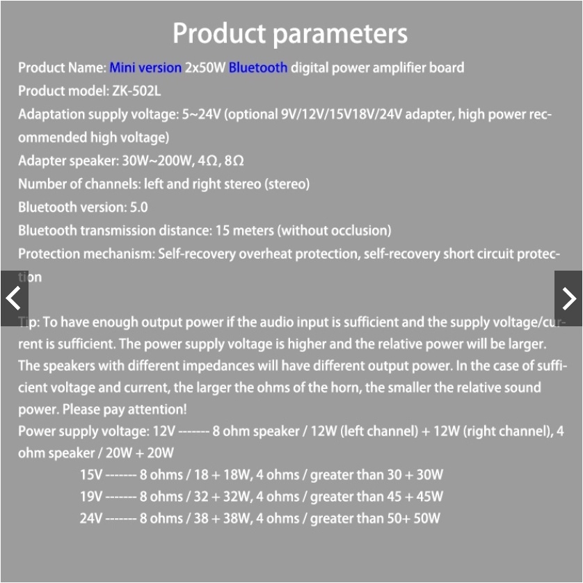 Mạch khuếch đại âm thanh HIFI 2.0 bluetooth 5.0 50w *2 chất lượng cao 502L Digital Audio Amplifier