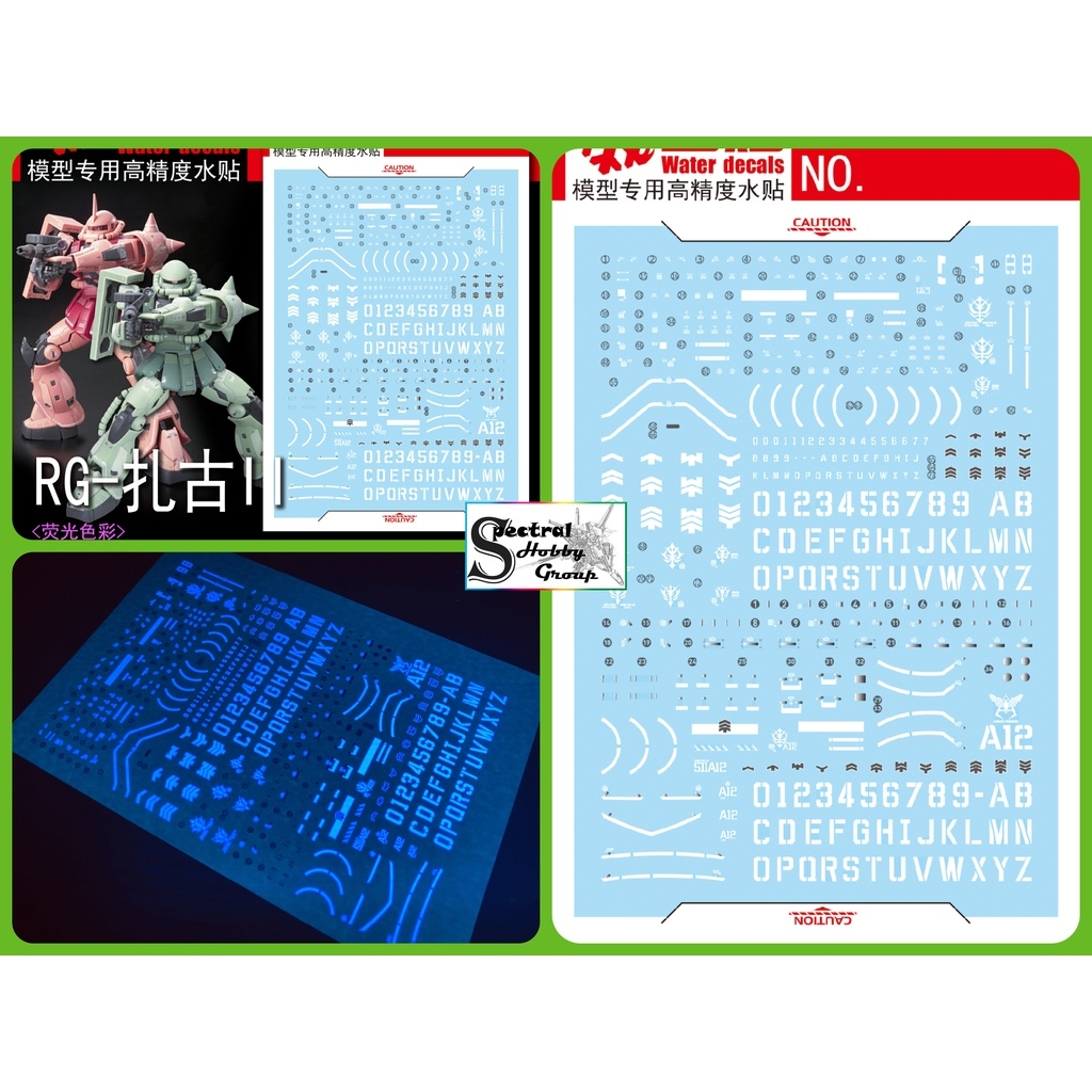 Decal nước dán mô hình Zaku UC các loại PG MG RG HG 1/48 phantom black tri stars matsunaga Water sticker