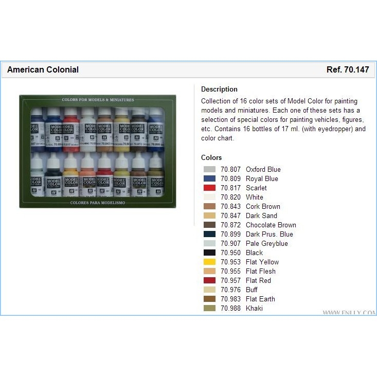 Bộ sơn mô hình AV Vallejo model color set 16 color các loại