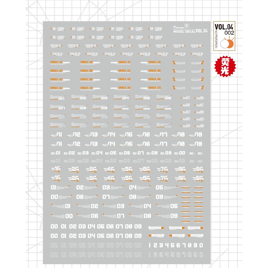 Decal nước dán mô hình Vol2 Vol4 số chữ huỳnh quang UV Warning Caution number Hobby Mio các loại