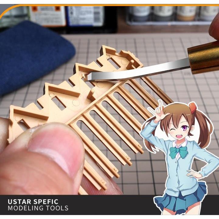 Dụng cụ chisel USTAR đẩy gọt ghẻ xóa chi tiết lưỡi bằng details flat blade push knife