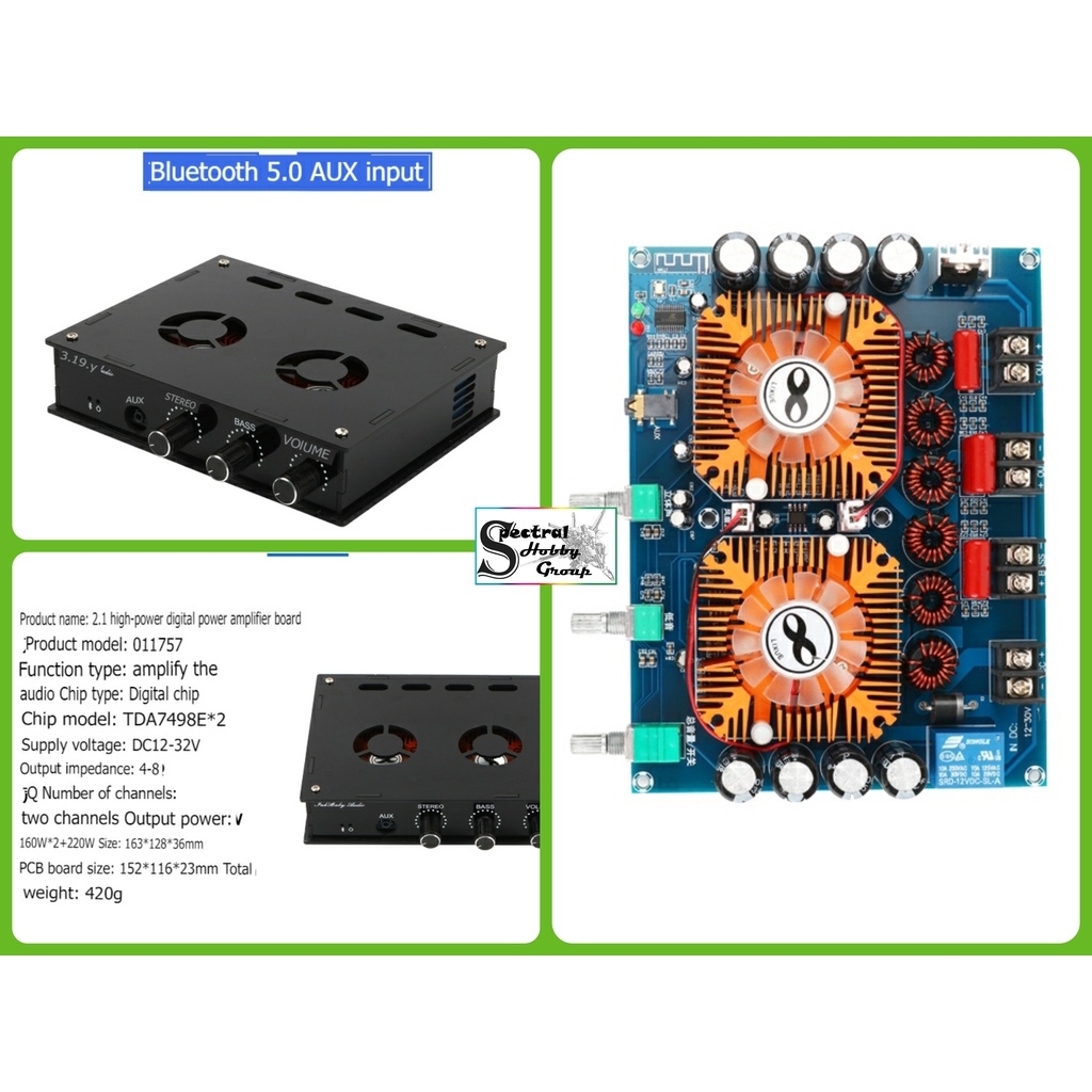 Mạch khuếch đại âm thanh TDA7498E 2.1 kênh 2* 160W + 220W bluetooth 5.0 chất lượng cao Digital Audio Amplifier