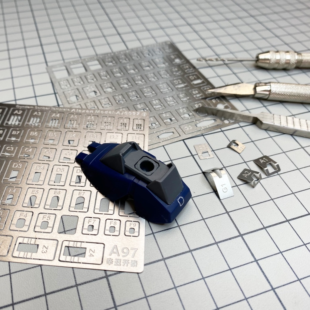 Dụng cụ hỗ trợ kẻ tạo line ALEXEN metal masking AJ0096 0097 gundam Scriber Template