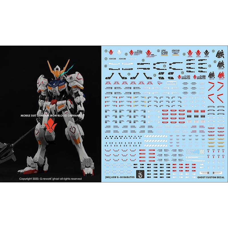 Decal dán mô hình IBO Barbatos 8818 Vidar Bael MG HG HIRM series các loại Water sticker