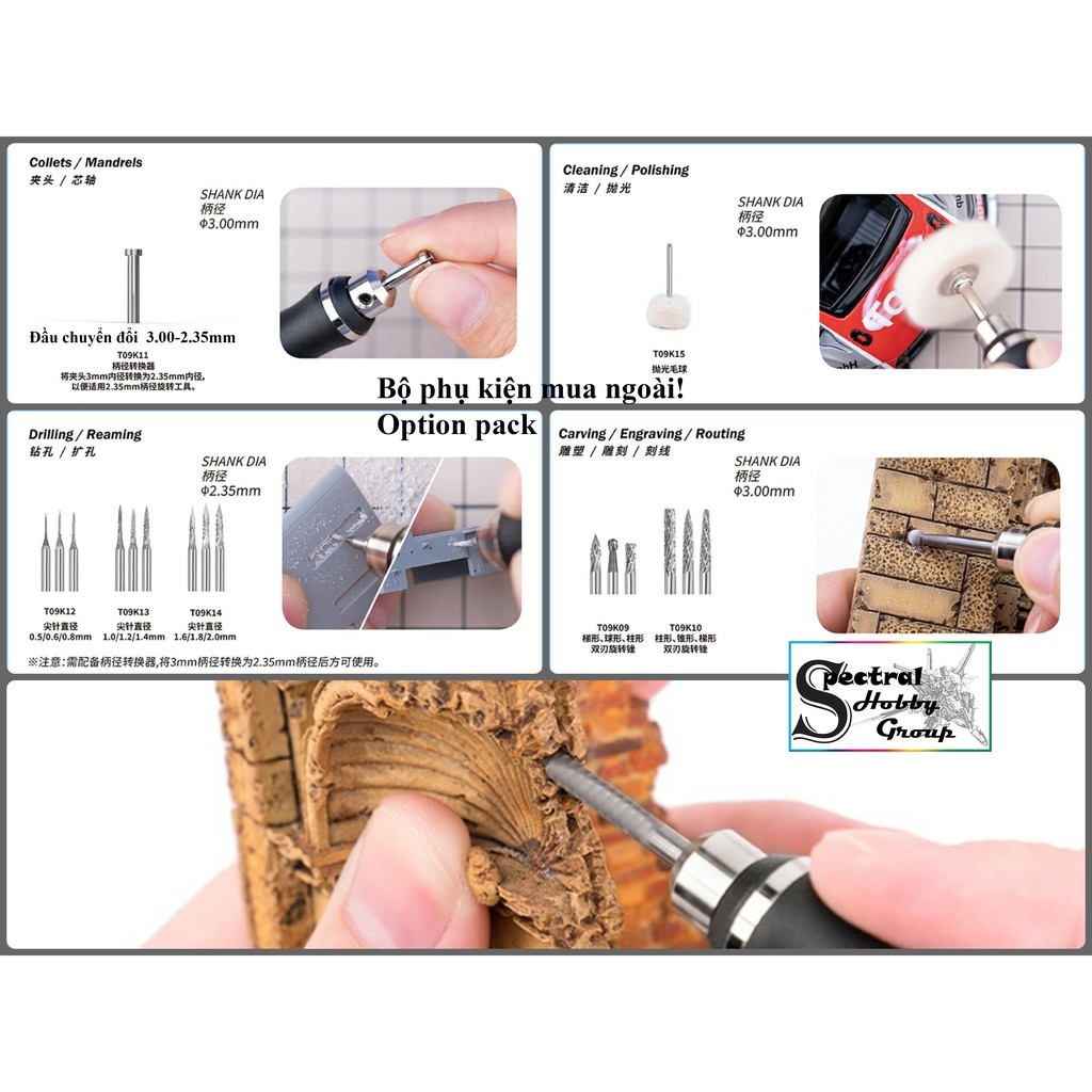 Dụng cụ mô hình máy điêu khắc Mini cầm tay Mài cắt khoan đánh bóng electric grinder sander T15A01 Galaxy tool