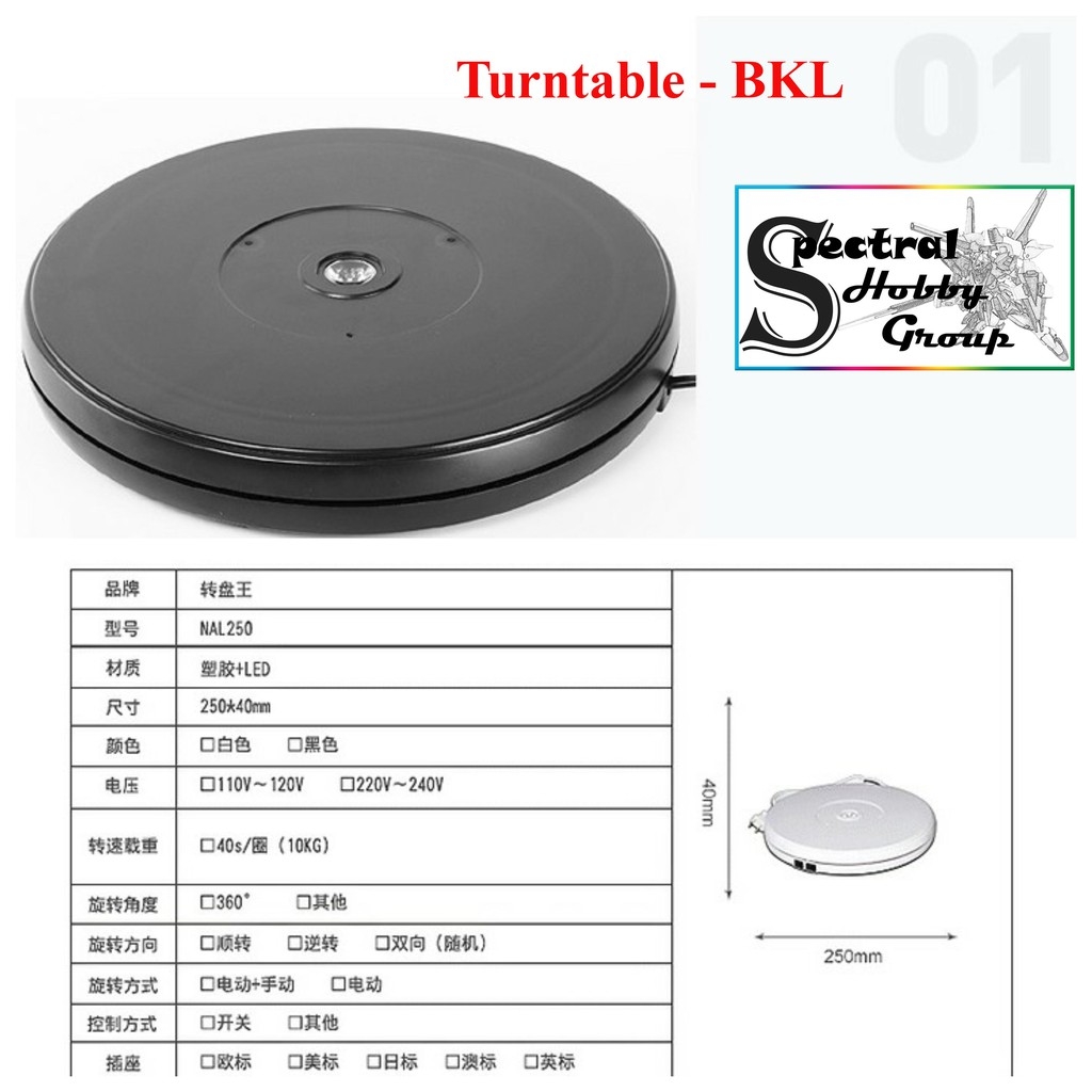 Đế xoay Base xoay Display stand rotating platform VT127 VT130 rotate Turntable chụp sản phẩm mô hình