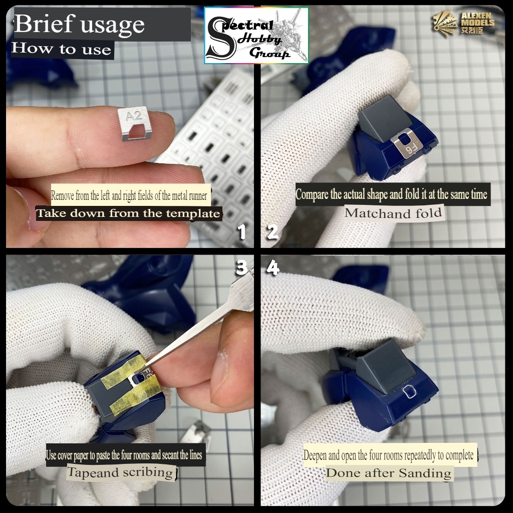 Dụng cụ hỗ trợ kẻ tạo line ALEXEN metal masking AJ0096 0097 gundam Scriber Template