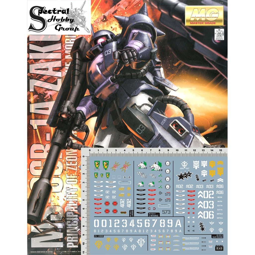 Decal nước dán mô hình Zaku UC các loại PG MG RG HG 1/48 phantom black tri stars matsunaga Water sticker