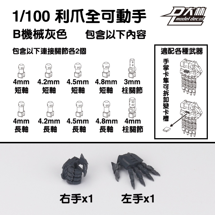 Phụ kiện đôi tay động móng vuốt 1/100 CLAWS HAND SET cho các loại gundam MG dalin model
