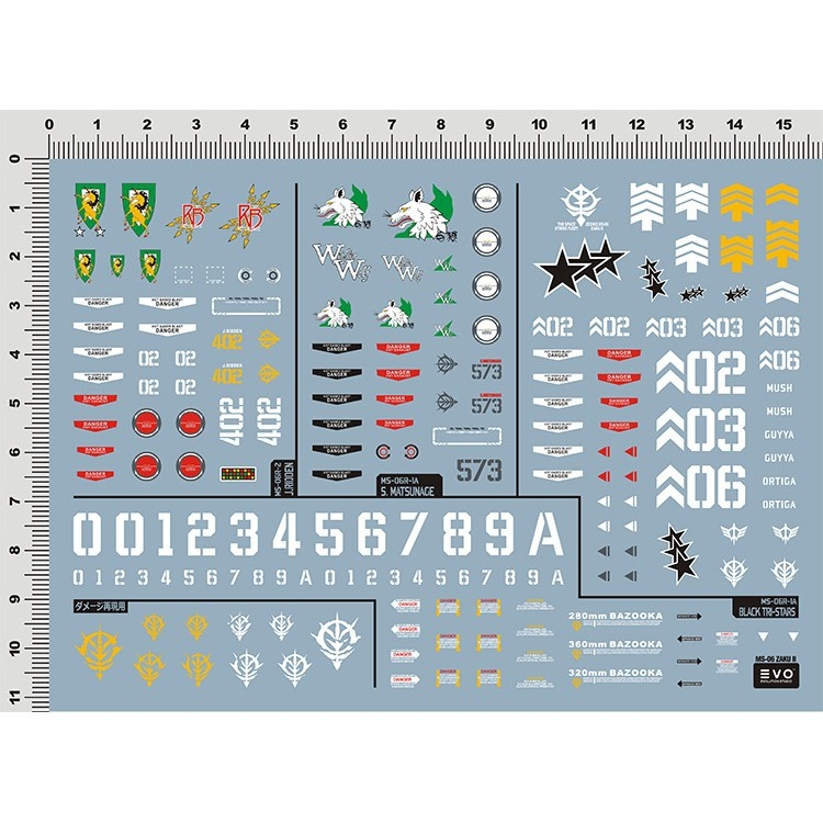 Decal nước PG MG 1/48 Zaku UC các loại phantom black tri stars matsunaga Water sticker