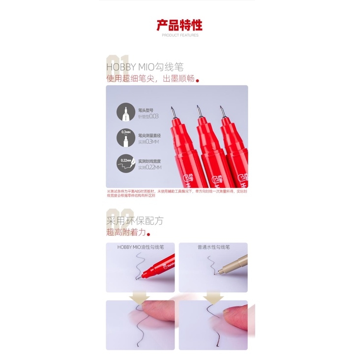 Dụng cụ mô hình Gundam Marker Hobby Mio bút kẻ line L01 - L03 panel line