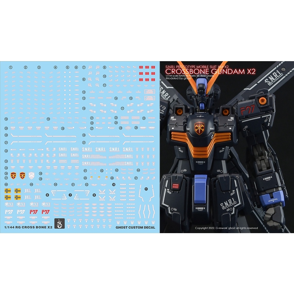 Decal nước dán mô hình Gundam Crossbone X1 Full Cloth X2 X3 MG HG RG metallic Water sticker