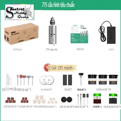 Máy khoan cắt mài điêu khắc đánh bóng cầm tay Mini Metal drill 385 555 775 DC 12V-24V Longxiang