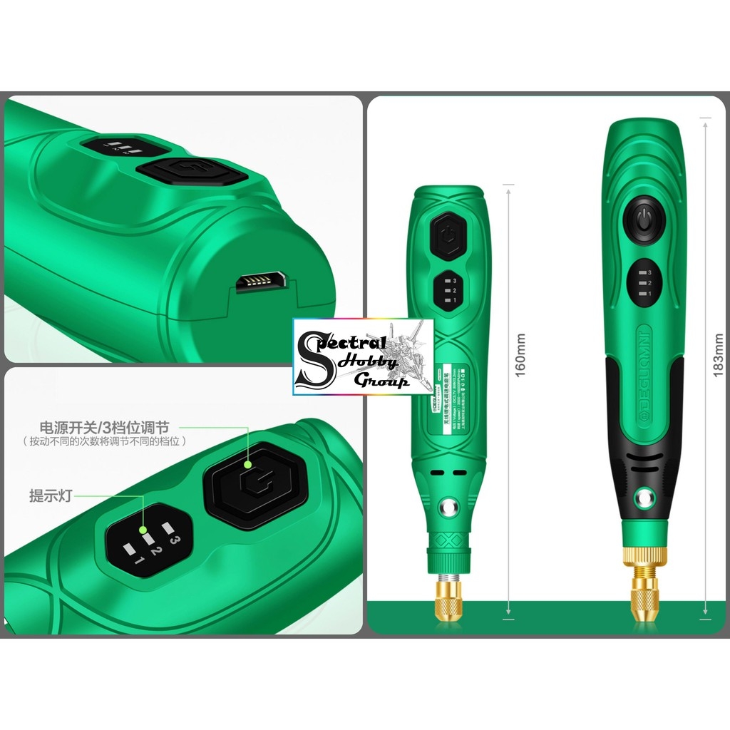 Máy khoan mài cầm tay không dây mini DEGUQMNT Rechargeable Wireless Lithium Electric Grinding MNT992805