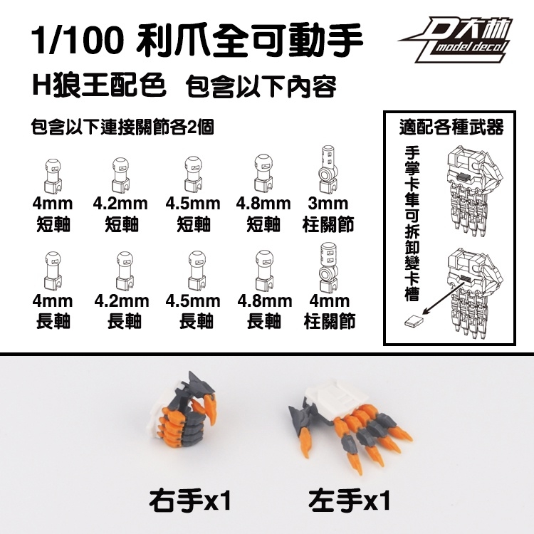 Phụ kiện đôi tay động móng vuốt 1/100 CLAWS HAND SET cho các loại gundam MG dalin model