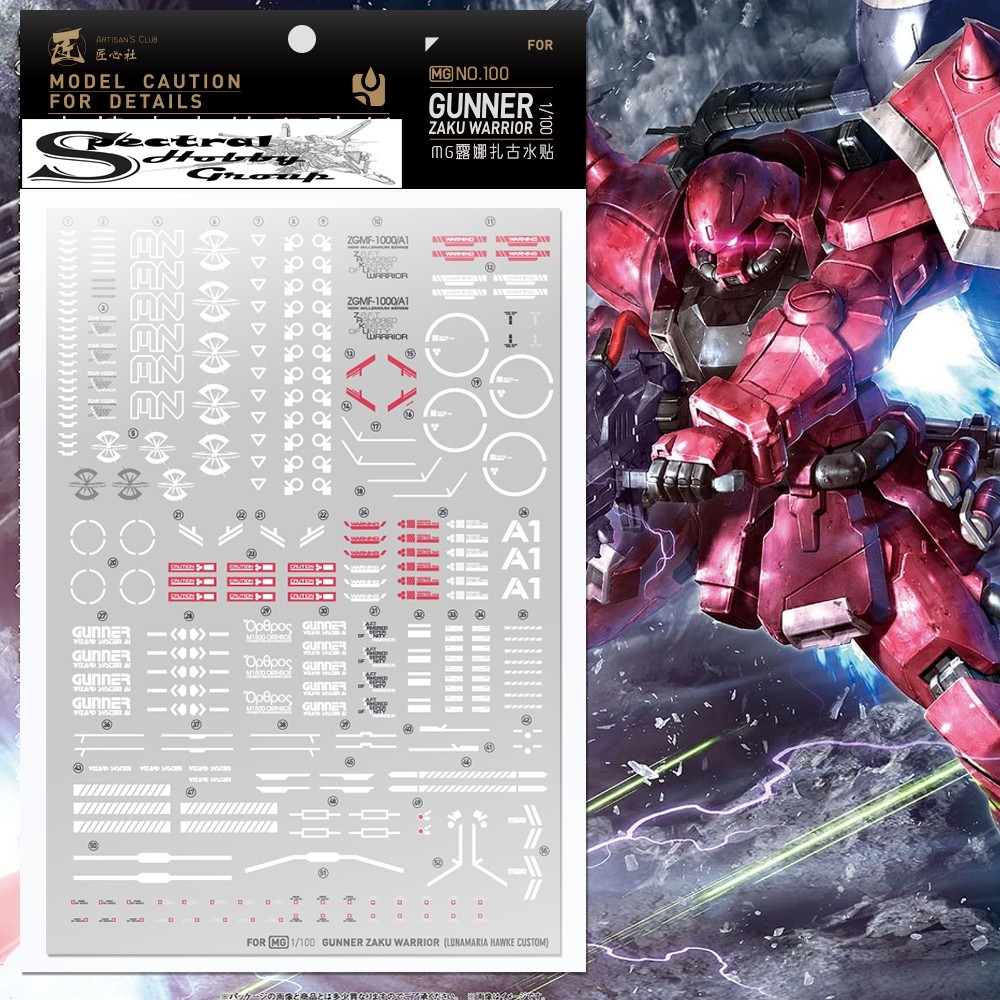 Decal nước dán mô hình Zaku UC các loại PG MG RG HG 1/48 phantom black tri stars matsunaga Water sticker