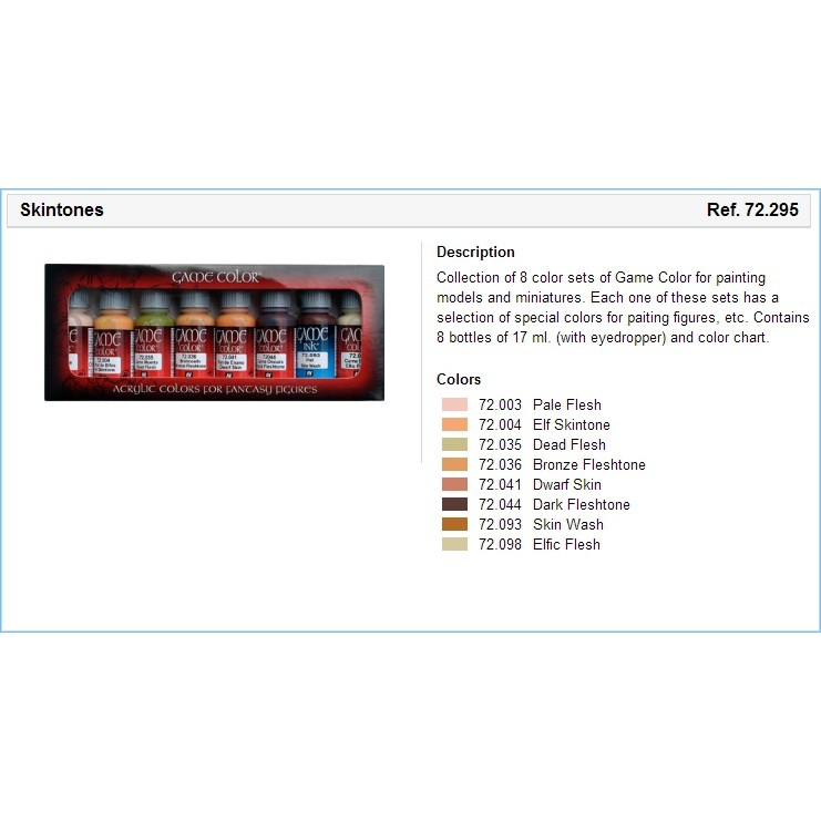 Bộ sơn AV Vallejo model color set 8 color màu quân sự màu da skintone các loại ...