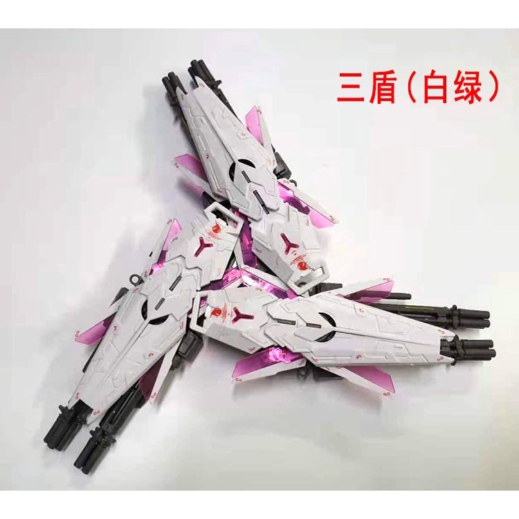 Phụ kiện MG 1/100 bộ 3 khiên Tri-Shield custom + Cannon + kết nối 3 shield + decal cho gundam Unicorn banshee