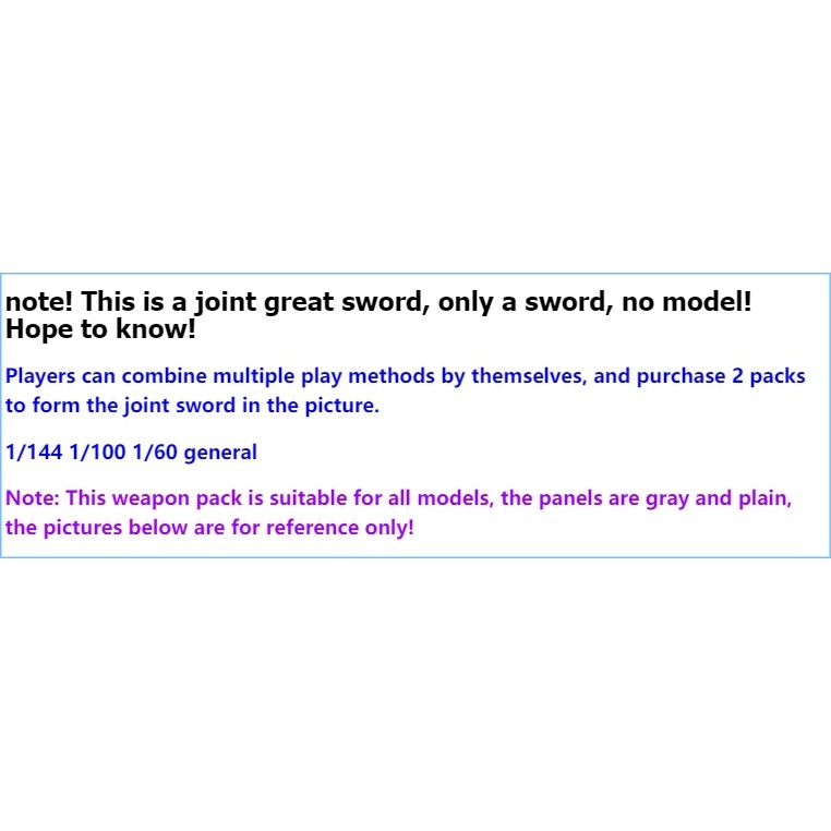 Phụ kiện mô hình MH03 HG RG MG Custom build weapon MSG Sword