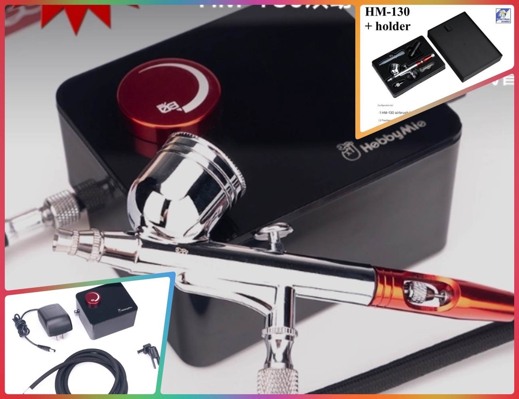 Máy nén khí sơn mô hình Air Pump Compressor Mini Airbrush HM03 Hobby Mio Ensi AC09