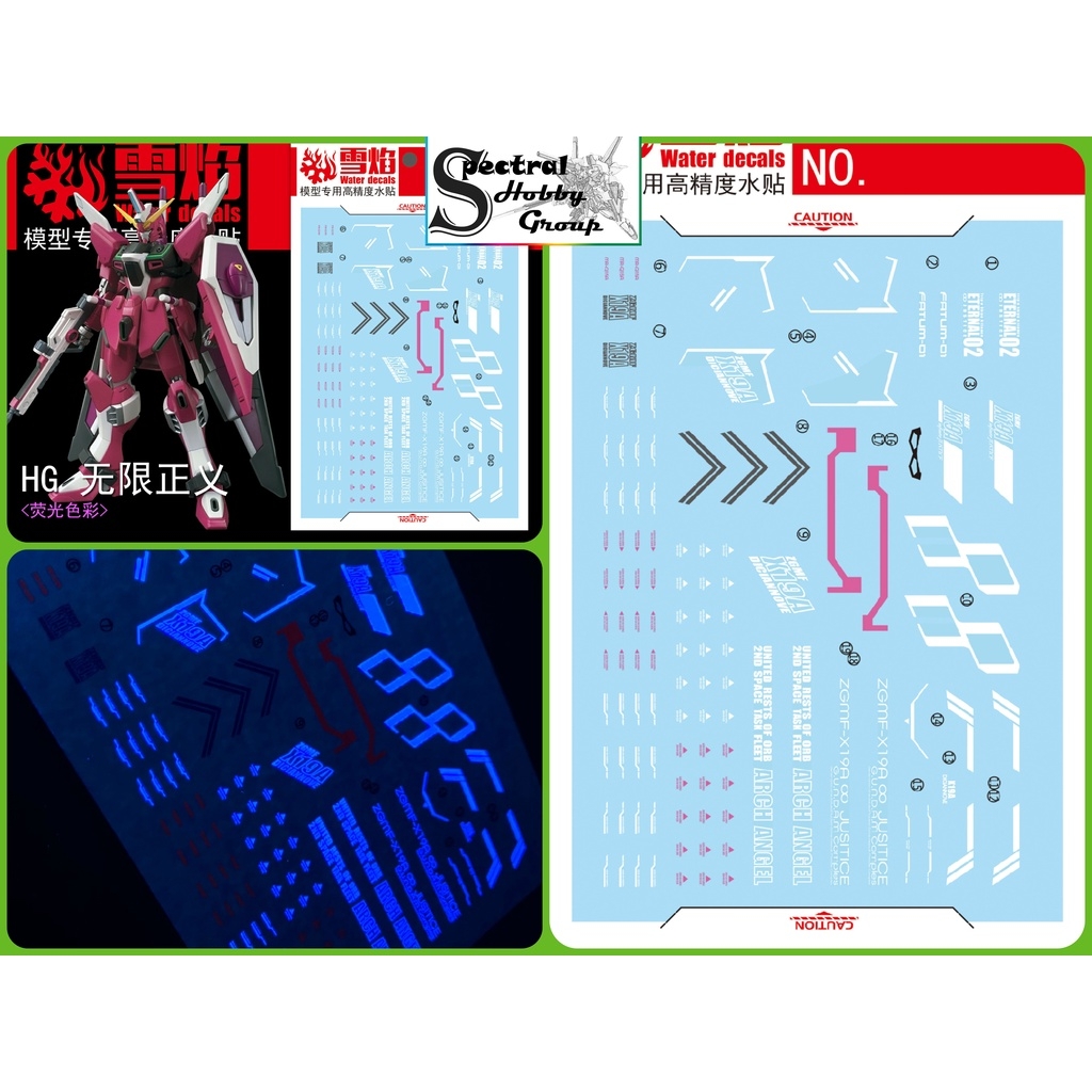 Decal nước dán mô hình Infinite Justice - Justice MG RG Custom các loại Water sticker