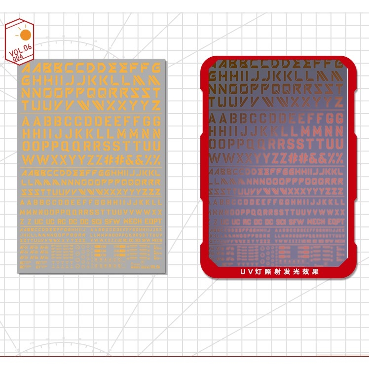 Decal nước Hobby Mio Vol5 Vol6 chữ số huỳnh quang UV Word Number các loại dán mô hình