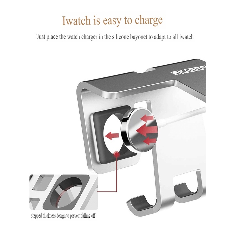 Giá Đỡ Điện Thoại Máy Tính Bảng Đồng hồ 2IN1 metal K2 KAERSI Iphone iWatch Charging Dock Stand