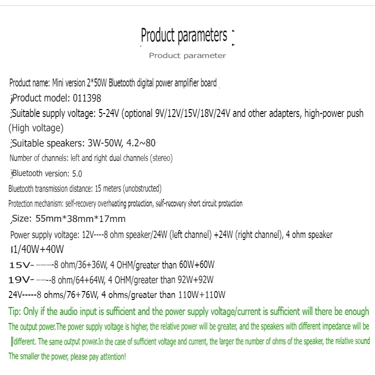 Mạch khuếch đại âm thanh HIFI 2.0 bluetooth 5.0 50w *2 chất lượng cao 502L Digital Audio Amplifier