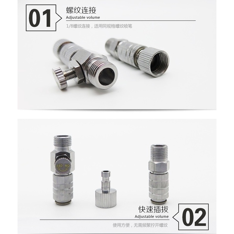 Dụng cụ mô hình bộ tháo rút bút sơn thay nhanh airbrush quick plug connector UA90051