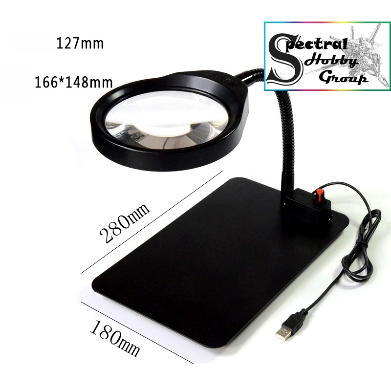 Dụng cụ mô hình đèn kính lúp để bàn phóng to 8x / 10x PD-032C hobby tool