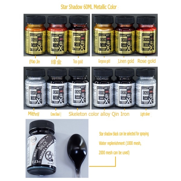 Sơn mô hình cao cấp Sunin Metallic series EX 13-24 paint gold silver steel color