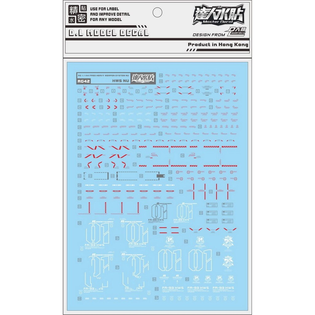 Decal nước dán mô hình RG HG NU RX93 HWS Water sticker