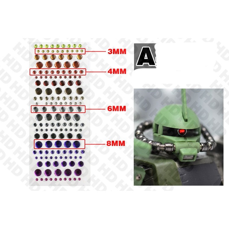 Decal miếng dán mô hình gundam, dán phản quang (mắt, ống ngắm, ...) zaku zeon uc