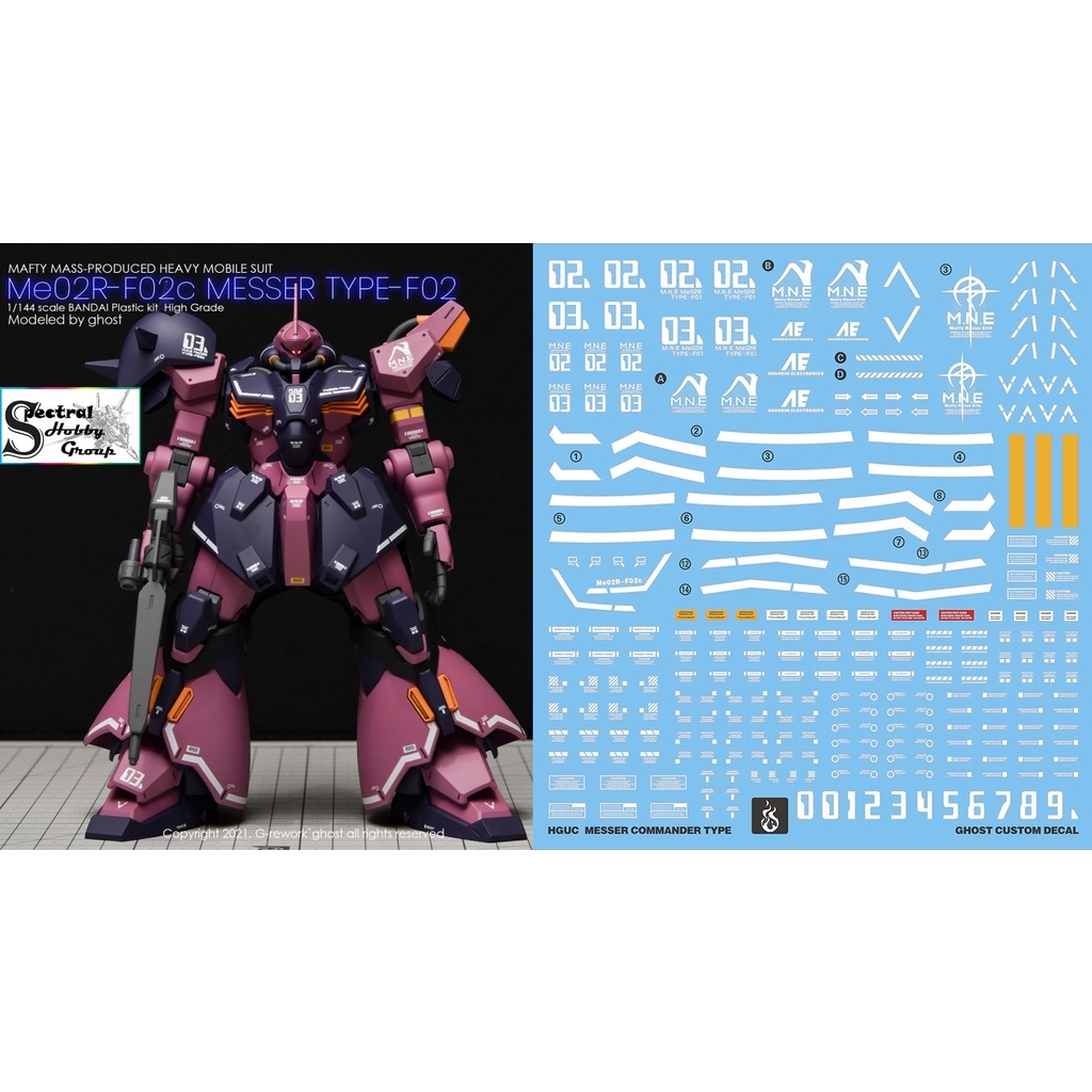 Decal nước dán mô hình HG Messer Type F01 02 HGUC Water sticker