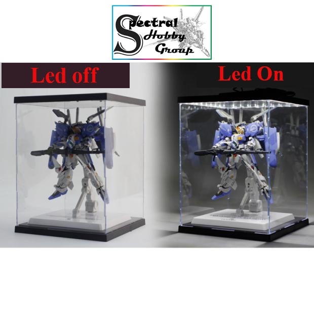 Hộp mica trưng bầy mô hình kèm dàn led PG MG HG RG 21.5x21x35 Model Display box VT model