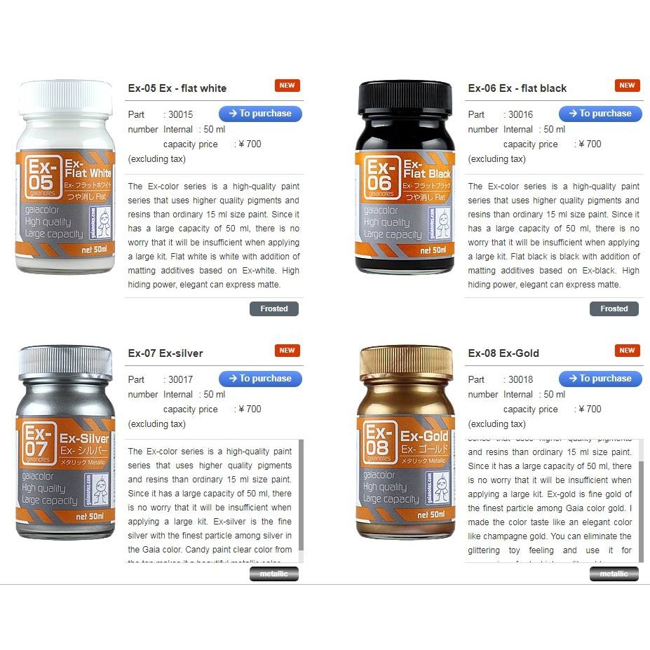 Sơn mô hình Gaia Ex series 01 02 03 04 05 06 Surfacer EVO series