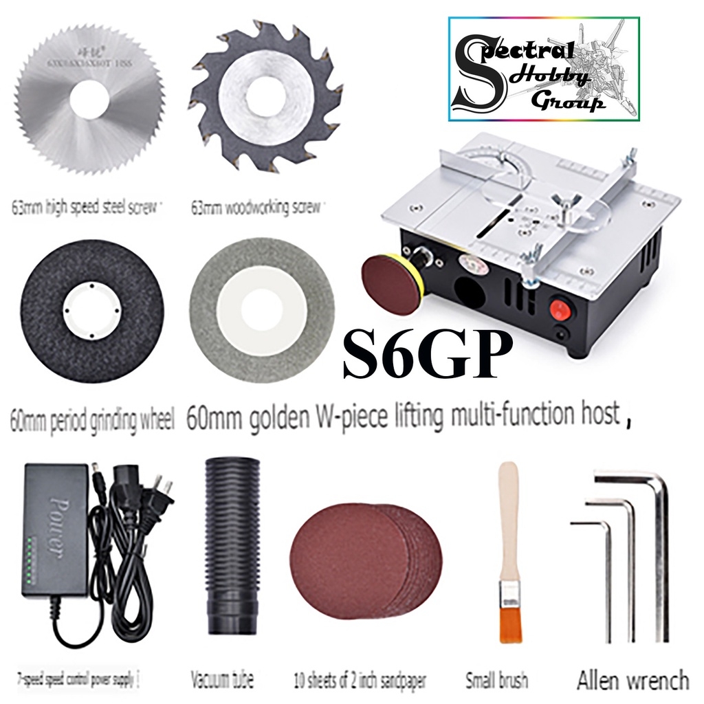 Máy cắt cưa mài đánh bóng để bàn S6 lưỡi cưa 63mm PCB Desktop Cutting Machine Mini Aluminum Alloy