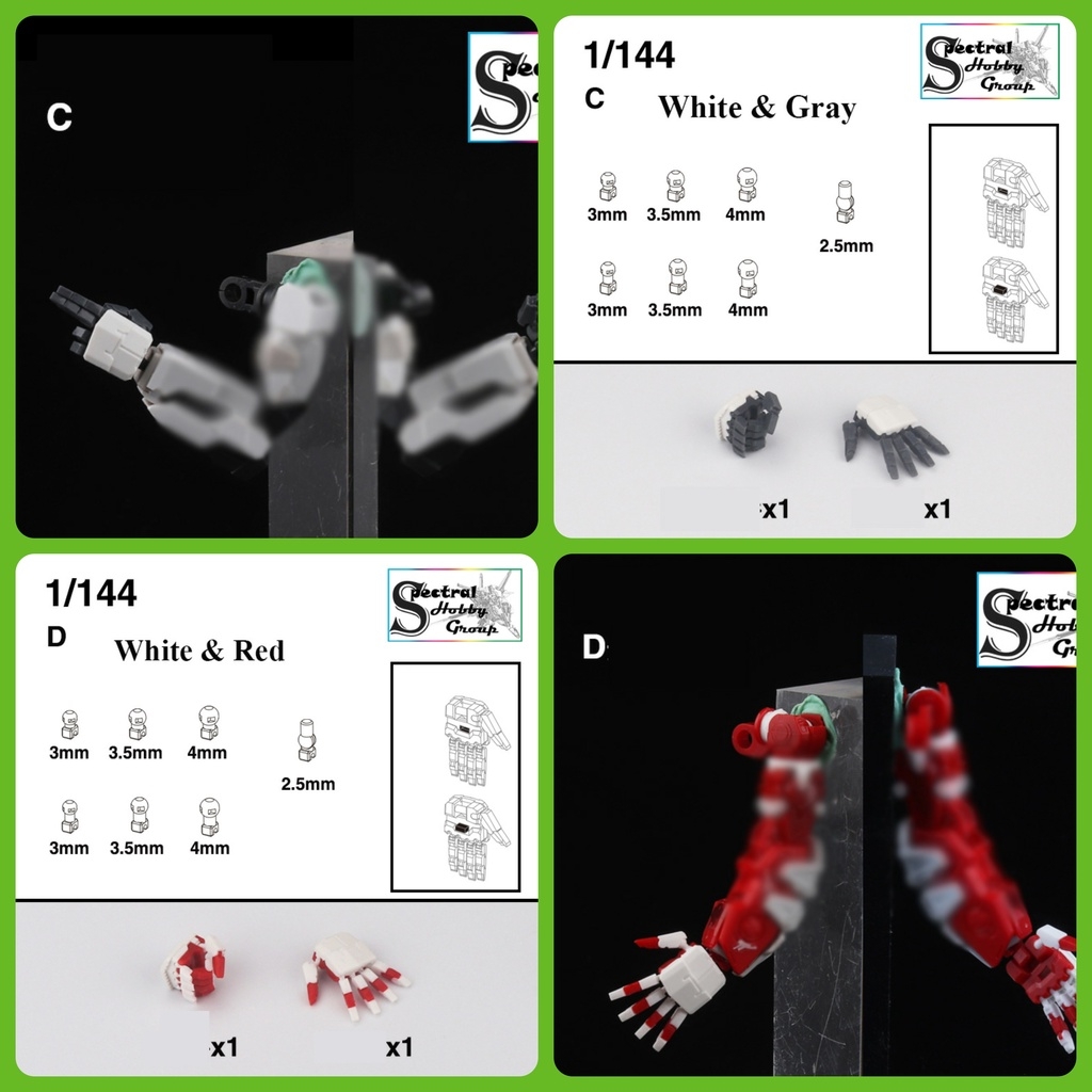 Phụ kiện lắp ráp đôi tay động 1/144 HAND SET HG RG cho gundam Figure 1/10 1/12 dalin model
