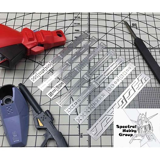 Dụng cụ hỗ trợ kẻ tạo line ALEXEN metal masking Edge Engraved AJ0090 0091 0092 0093 gundam Template