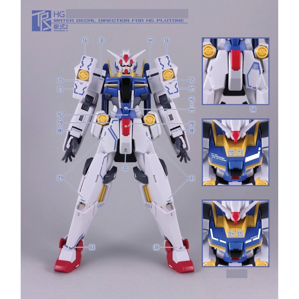 Decal nước dán mô hình HG Plutone gundam các loại Water sticker