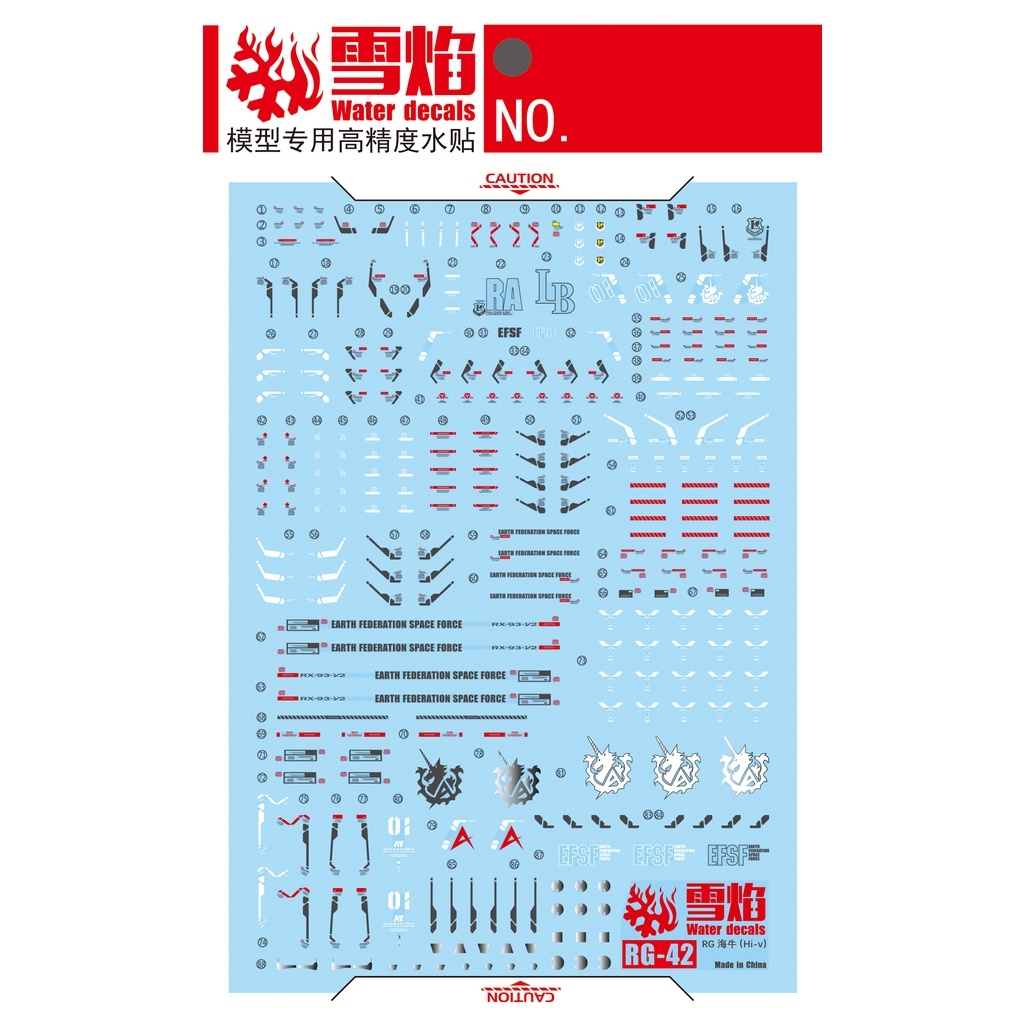 Decal nước dán mô hình RG Hi-nu HiNu gundam RX93-v2 | Hyper Mega Bazooka Launcher | HWS Water sticker